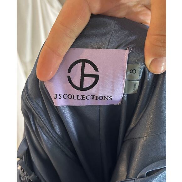 J S Collections Womens Size 8 Periwinkle Blue Lace Overlay Sheath Dress #0381 - Picture 9 of 15